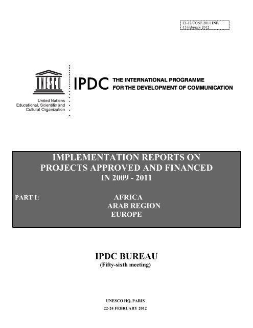 Implementation Reports on IPDC Projects Approved in 2009 - Unesco