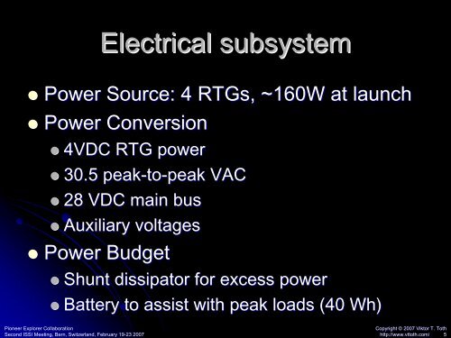 Pioneer telemetry: initial analysis - Viktor T. Toth