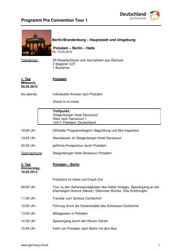 Programm Pre Convention Tour 1 Deutsch (PDF) - Germany â travel