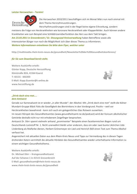 Ausgabe bis Montag, den 28.03.2011 ein! - Rhein-Kreis Neuss