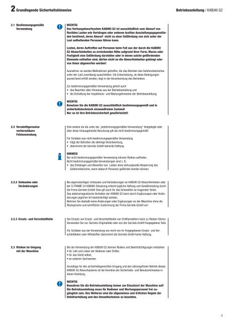 Betriebsanleitung Abwurfsystem KABUKI - Gerriets