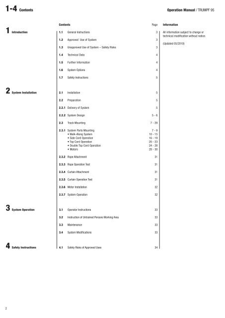 Operation manual Track System TRUMPF 95 - Gerriets