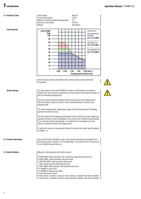 Operation manual Track System TRUMPF 95 - Gerriets