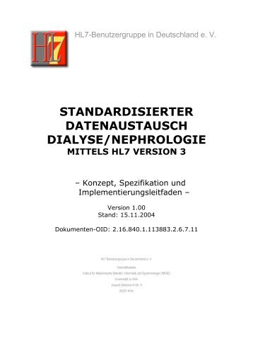 standardisierter datenaustausch dialyse/nephrologie - HL7 ...