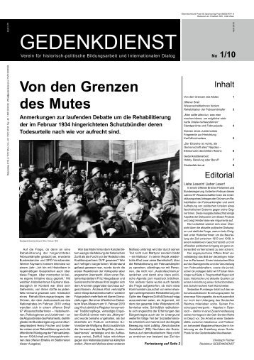Ausgabe 1/10 - Von den Grenzen des Mutes - Verein ...
