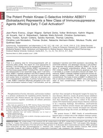 The Potent Protein Kinase C-Selective Inhibitor AEB071 - Journal of ...