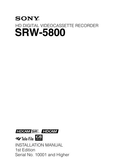 Sony SRW-5800 Manual (PDF) - Westside Media Group