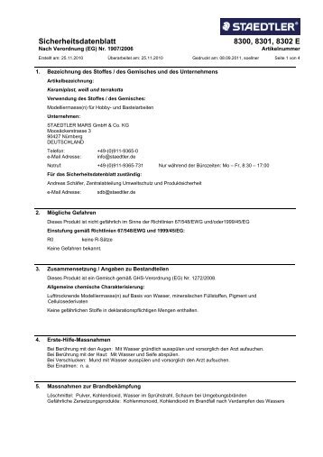 Sicherheitsdatenblatt 8300, 8301, 8302 E - Kreativ.de