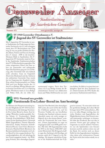 Stadtteilzeitung für Saarbrücken-Gersweiler - Gersweiler Anzeiger