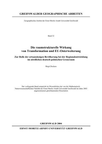 Die raumstrukturelle Wirkung von Transformation und EU ...