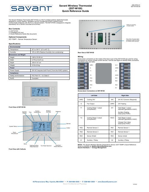 Quick Reference Guide - Savant Dealer Portal