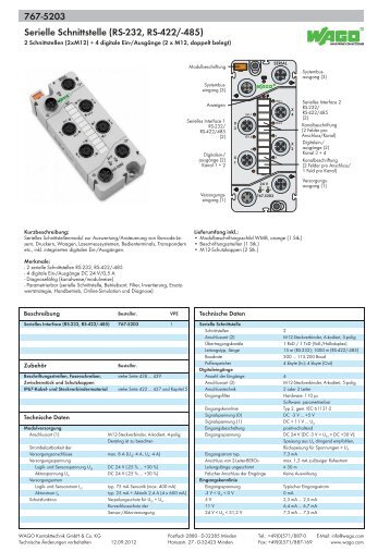 767-5203; Serielles Interface (RS-232, RS-422/-485) - Wago