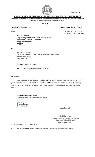 Approved letter Music -January-2012 - Nagpur University