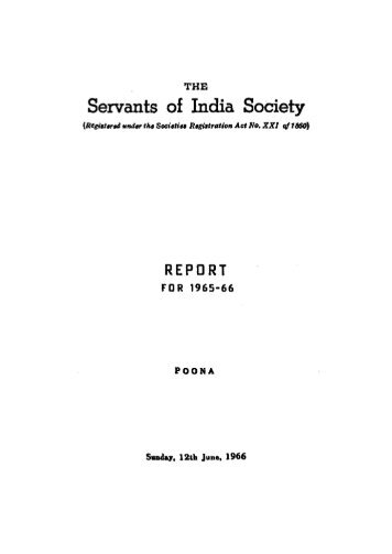 Servants of India Society - DSpace - Gokhale Institute of Politics and ...