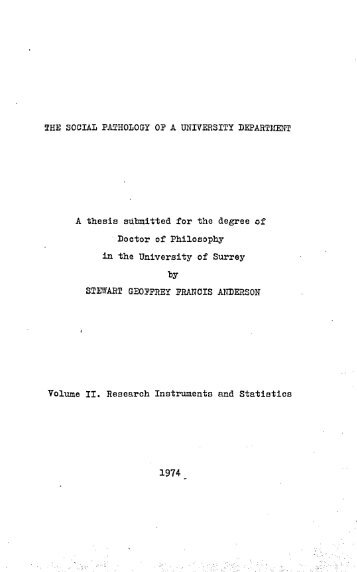 A thesis submitted for the degree of Doctor - Surrey Research Insight ...