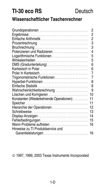 TI-30 eco RS Deutsch - ElektroPower24.de