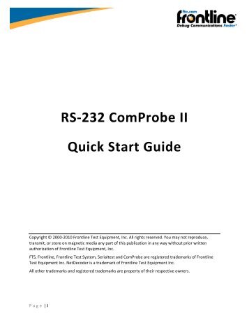 RS-232 ComProbe II QSG - Frontline Test Equipment