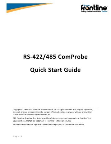 RS-422/485 ComProbe Quick Start Guide - Frontline Test Equipment