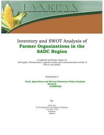 Inventory And SWOT Analysis Of Farmer Organizations In - FANRPAN