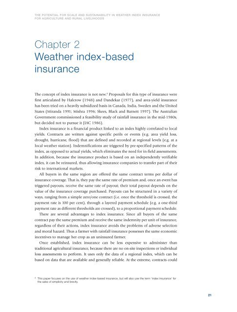 The Potential for Scale and Sustainability in Weather Index Insurance
