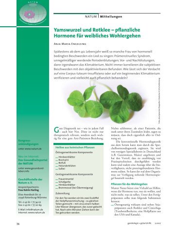 Yamswurzel und Rotklee – pflanzliche Hormone für ... - Natum