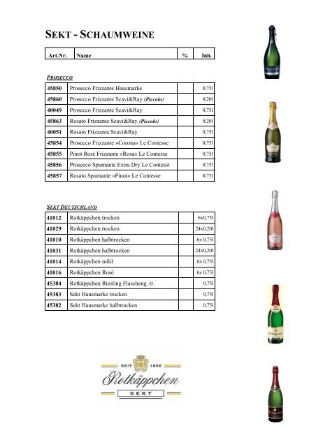 Sekt Schaumweine