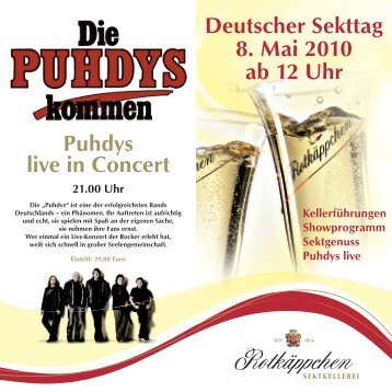 Deutscher Sekttag 8. Mai 2010 ab 12 Uhr Puhdys live in Concert