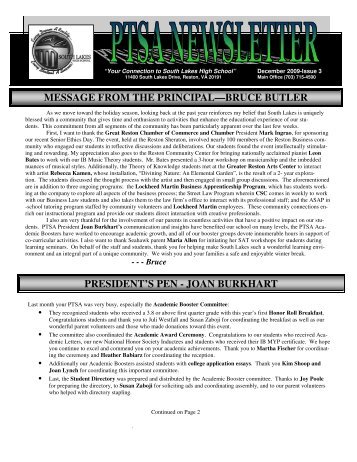 Dec 2009 SLHS newsletterv4 - South Lakes High School PTSA ...