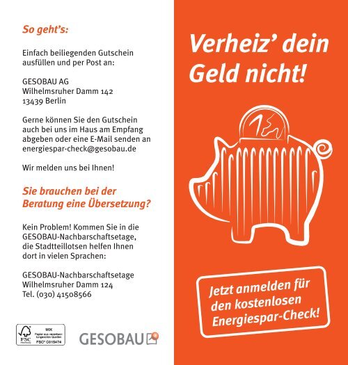 Flyer Energiesparen - Gesobau AG