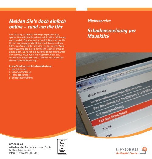 Online-Schadensmeldung - Gesobau