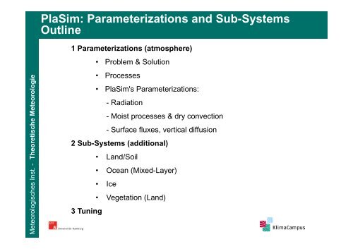 PlaSim parameterizations