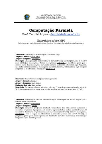 Exercicios MPI - Parte 2 - Ufersa