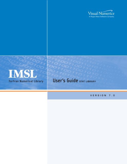 Imsl Fortran Numerical Stat Library Rogue Wave Software