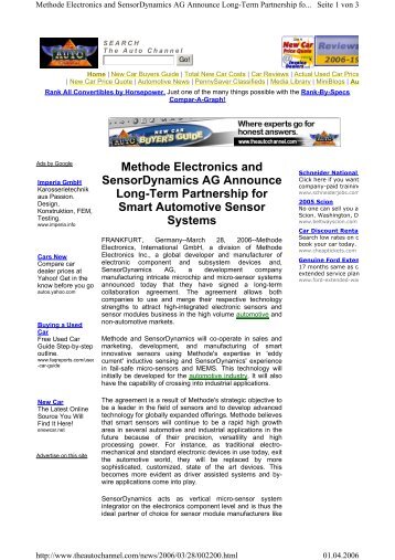 Methode Electronics and SensorDynamics AG ... - Wertinvest