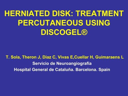 herniated disk: treatment percutaneous using discogel