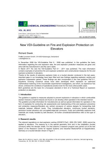 New VDI-Guideline on Fire and Explosion Protection on ... - Aidic