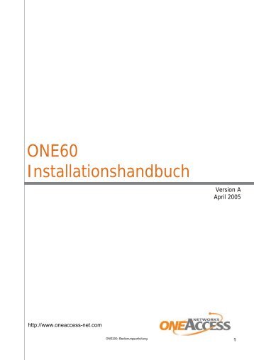 ONE60 Installationshandbuch - OneAccess extranet