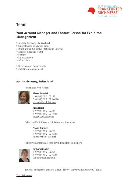 Your Account Manager and Contact Person for Exhibiton Management