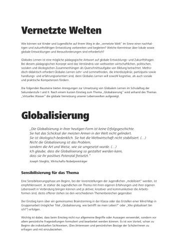 Vernetzte Welten Globalisierung - SOS Kinderdorf