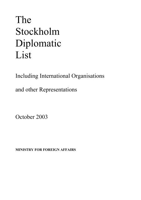 The Stockholm Diplomatic List - RFSL