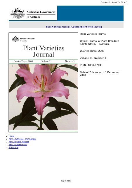 Plant Variety Journal - IP Australia