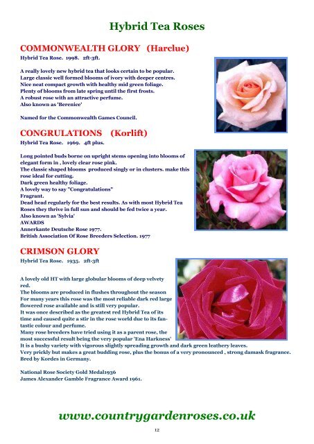 ONLINE BROCHURE Hybrid Tea Roses - Country Garden Roses