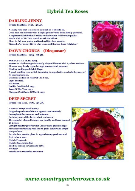 ONLINE BROCHURE Hybrid Tea Roses - Country Garden Roses