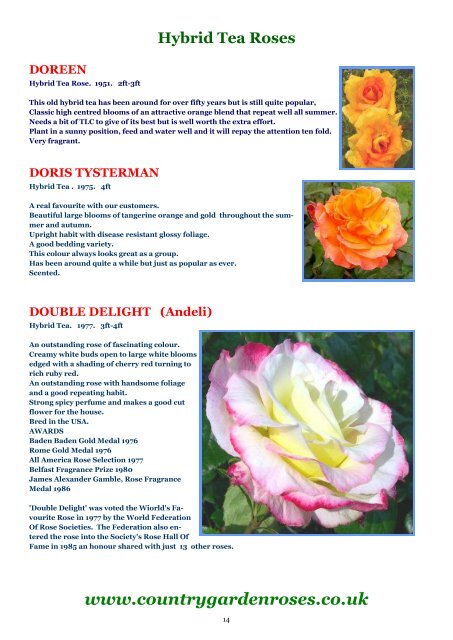 ONLINE BROCHURE Hybrid Tea Roses - Country Garden Roses