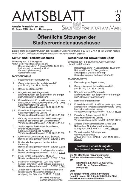 Amtsblatt Nr. 3/2013 S. 13 - 40 (pdf - Frankfurt am Main