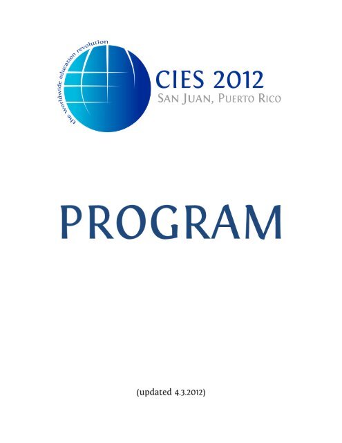 Workshop Organizer - CIES 2012 Conference - Pennsylvania State ...