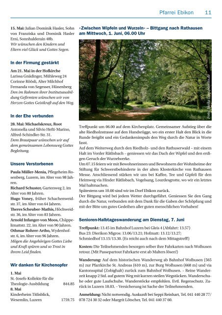 Pfarreiblatt Nr. 11/2011 - Pfarrei Ebikon