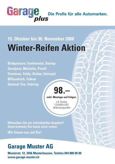 Oktober Aktion 2008 Winter-Reifen 30. bis November 15.