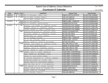 Courtroom E Calendar - Superior Court, Mendocino - State of ...