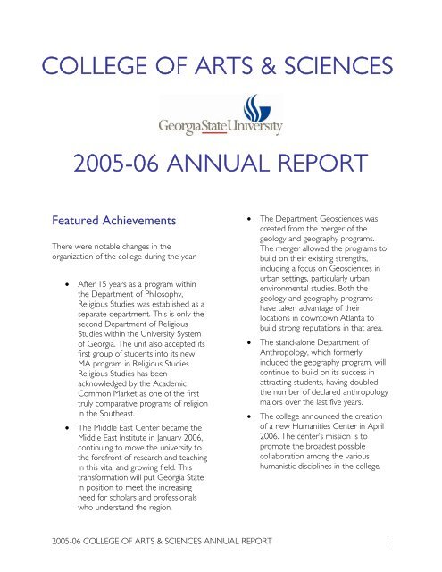 2005-06 - College of Arts andamp; Sciences